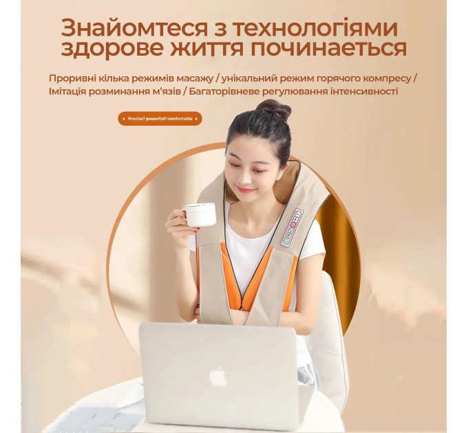 Электрический массажер для шеи Neck Kneading Electric Massager с инфракрасным прогревом