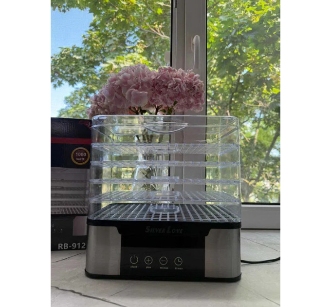 Электросушилка Silver Love RB-912 для овощей и фруктов, 5 поддонов, дегидратор 1000 Вт