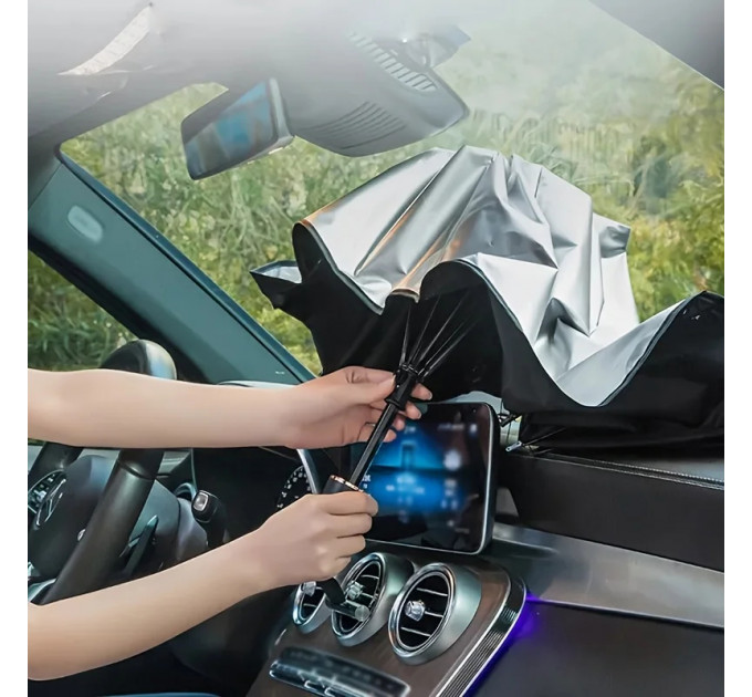 Автомобильный зонт Car Umbrellas для лобового стекла — защита от солнца и жары