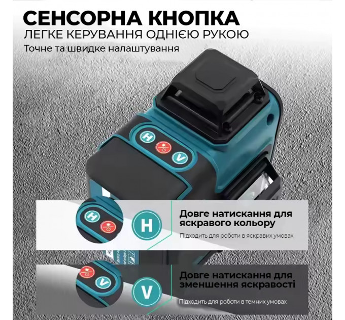 Лазерный нивелир TOP-4 3D-4D | 16 зеленых лучей | Автовыравнивание | Дальность 25 м