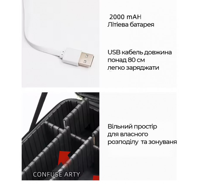 Дорожная тканевая косметичка-чемоданчик с LED зеркалом Make Up