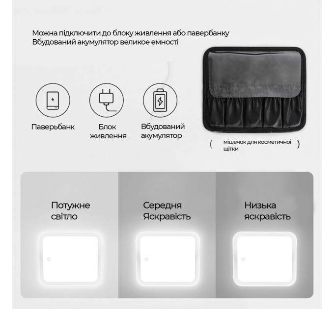 Дорожная тканевая косметичка-чемоданчик с LED зеркалом Make Up